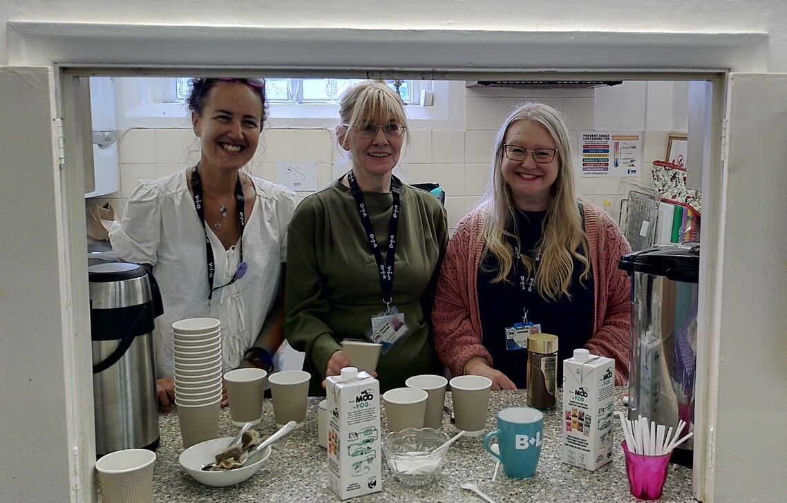 Ceris Lucy and Saara on tea duty